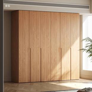 全实木橡木衣柜一门到顶平开门原木风挂衣柜家用卧室小户型大衣橱