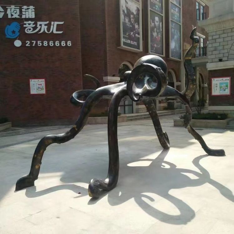 厂家现货不锈钢雕塑马羊大堂抽象动物雕塑公园绿地摆件铸铜雕塑