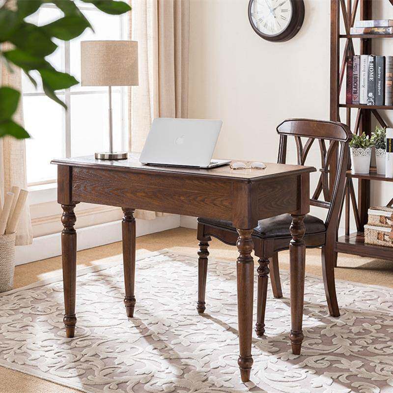 A9户MOJSZ101L子美式实木书桌写字台电脑桌家用仿古公办学习小桌小型书房