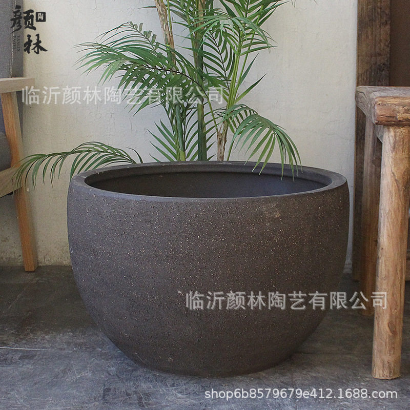 北欧风大口径陶缸养鱼花盆