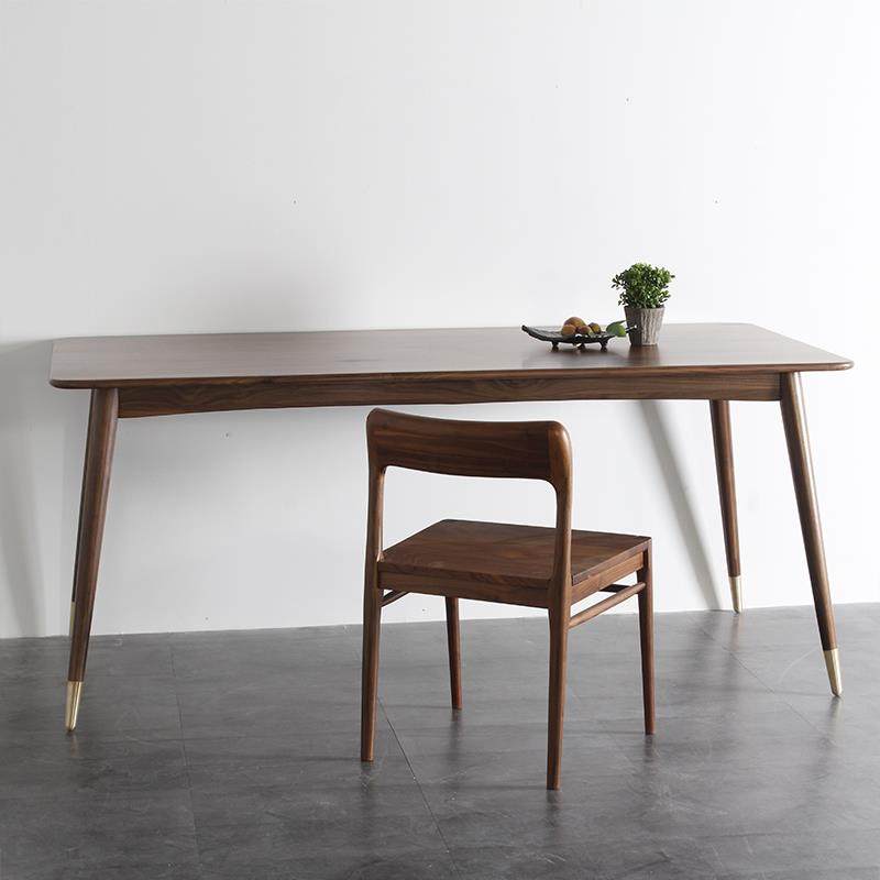 L黑胡桃木餐桌现代简约实橡木长方形小ZZ-02户型全木桌实木家用餐