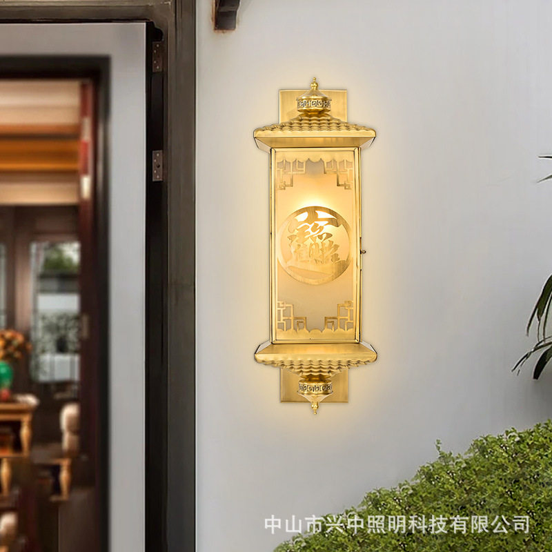 古典全铜壁灯户外防水大门阳台走廊墙壁灯中国风别墅花园庭院灯具