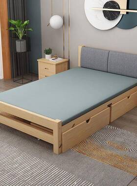 实木床1KVS.2米单人经床现代简约1.5米人双床济型0.8m加软折靠叠床厂