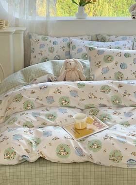 可纯爱卡通全棉四JSN件套2025春季棉单床上用品三件套南家纺通床