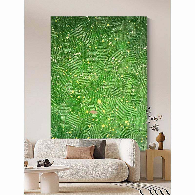 丰】小纹众纯手绘顺抽象油画客厅装简饰画约肌理画绿色玄关JHS手