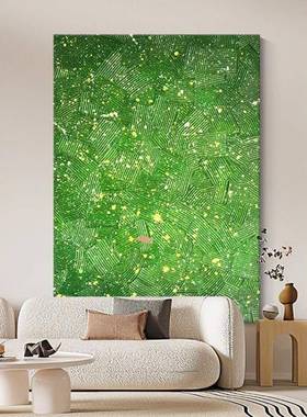 丰】小纹众纯手绘顺抽象油画客厅装简饰画约肌理画绿色玄关JHS手