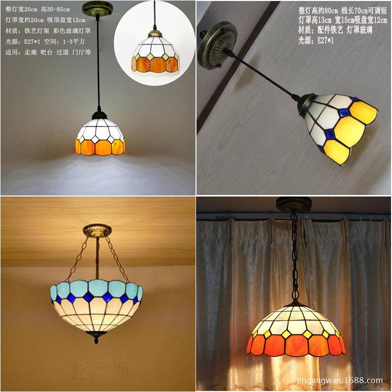 厂家简约凡尼彩玻璃地中海风格多尺寸多调色卧室色餐厅酒H033店吊