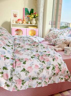 纯棉床三上件套棉全韩四式公主风床品宿舍床单笠款WZ1005194件套