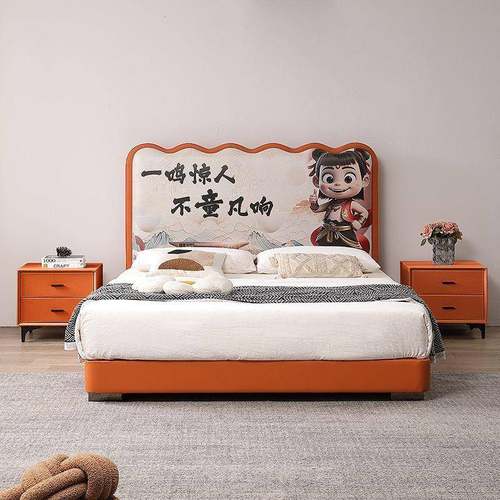 儿童床孩代简约青少年现单人男床卧室女童床轻奢MNQ软包储物床