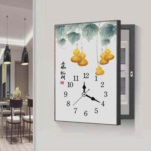 电表合箱装饰画带钟表现代简约竖BQ4zLrBQ款免电打孔遮闸挡配箱电