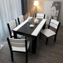 火烧石餐桌椅组合北欧大理石大小户型现代时尚简约方形火山石饭桌