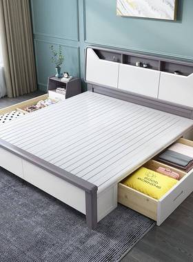 白色实木床.8米人床1代简约SY-128-6双1.5m主卧婚现床