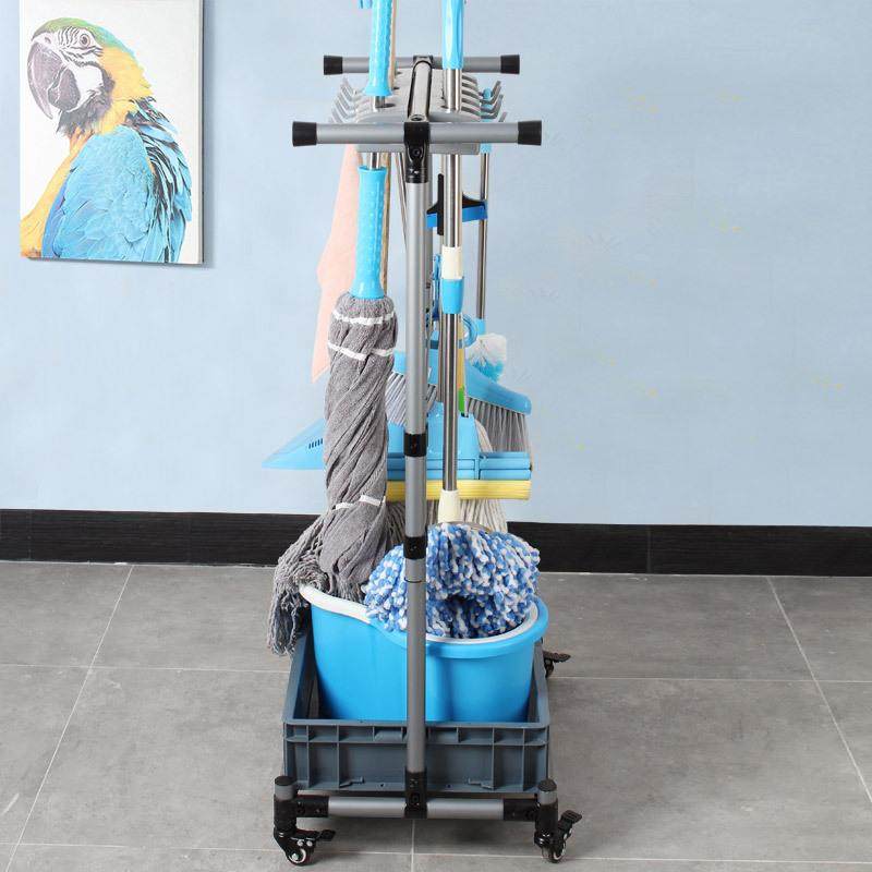 灰色0落地拖把架可移动合布架墩挂架复管不锈钢架子1挂1HZL2钩