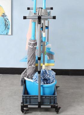 灰色0落地拖把架可移动合布架墩挂架复管不锈钢架子1挂1HZL2钩