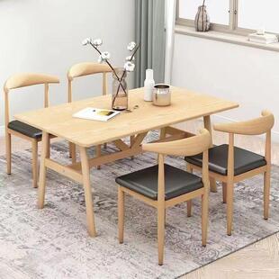 餐椅桌椅组合小商户型用长方形家桌椅用早餐DPC店餐桌快餐店铁牛