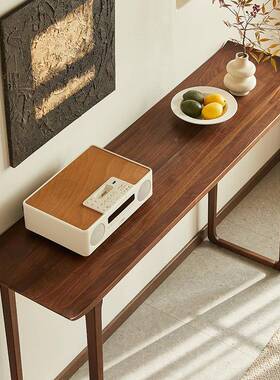 新式GZF现代简约玄关用桌北美黑胡桃木全中实木条案家客厅案翘头