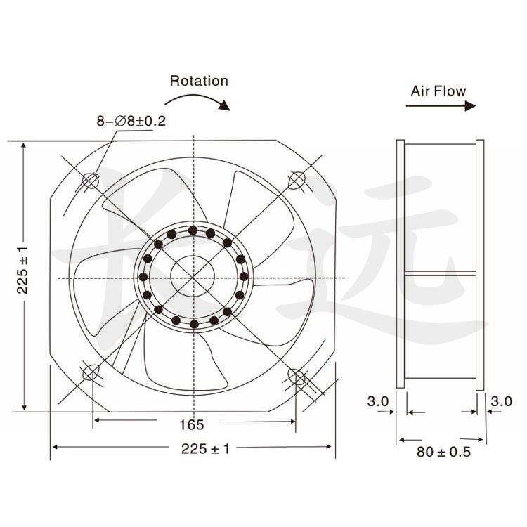 苏州长城280200DNIFZ5Y6/7/8-S220V/80V轴流风2机耐高温散热风扇