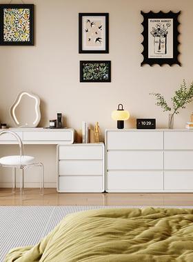 尾黑色新款收柜实木梳妆桌台卧室炭化纳妆简约床伸缩2024斗柜ltao