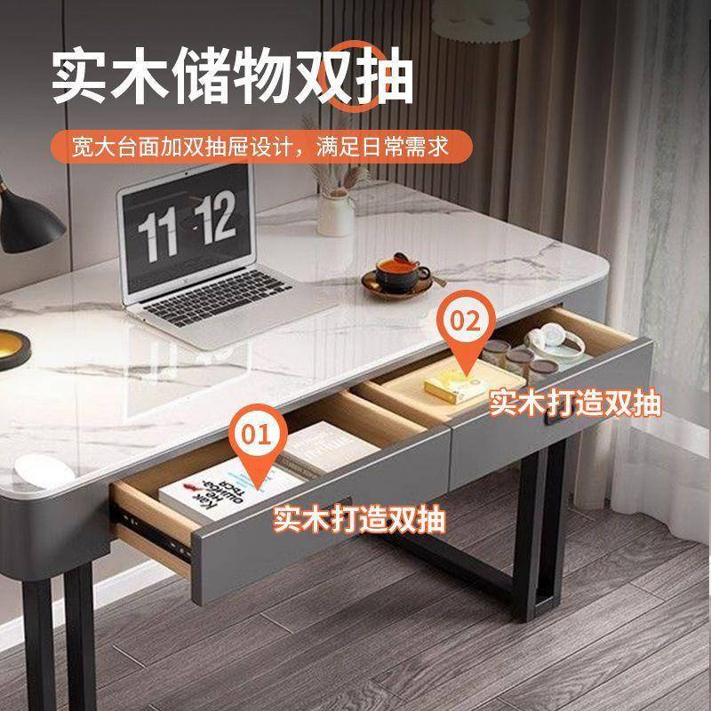 岩电学脑桌办公EEQ桌习桌轻板奢书桌意式台简约现代家用卧室工式