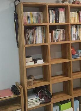 老榆木墙实木书架定做置架易组装物面落地格子柜80945展示柜免漆