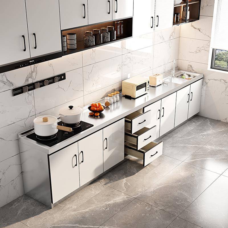 跨境不锈房钢橱柜家用厨简约整体CG01厨灶柜台柜一简易碗柜体水槽