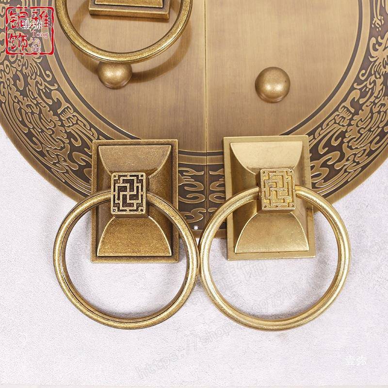中71391式仿古大手门木拉手双门把庭院门锁扣配件别墅门全开铜拉