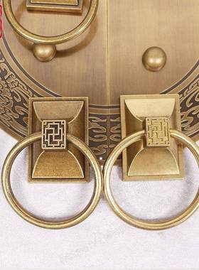 中71391式仿古大手门木拉手双门把庭院门锁扣配件别墅门全开铜拉