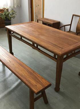 a646新式桌茶办台老榆木公桌画案马茶蹄桌桌椅组合茶中室家具