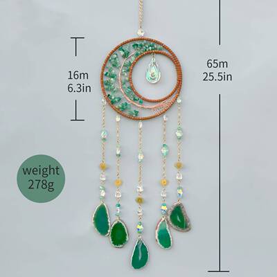 新款天然水亮晶原石命生树YGBS2503碎石月太阳手风铃挂件园林挂捕