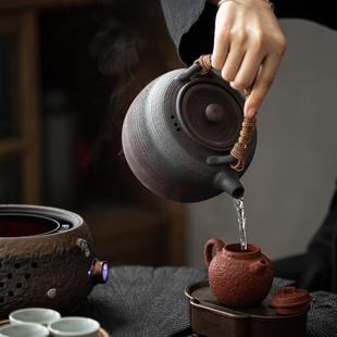 提梁茶壶泡茶电复古LJTYDTL陶全自小动型粗陶炉 煮茶器煮茶炉日式