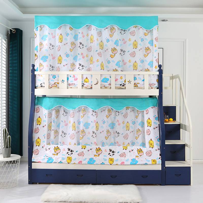 子母床蚊帐防尘家用上下铺梯形高伸缩双层高低床遮光床帘床幔书架