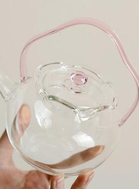 玻粉花耐热璃花茶壶家高用简TD-1798透约明提梁壶大容量过滤档烧