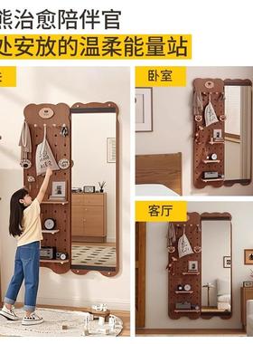 ?实木入洞洞板穿衣34136镜一体用门后置物架家造型墙上身镜全户玄