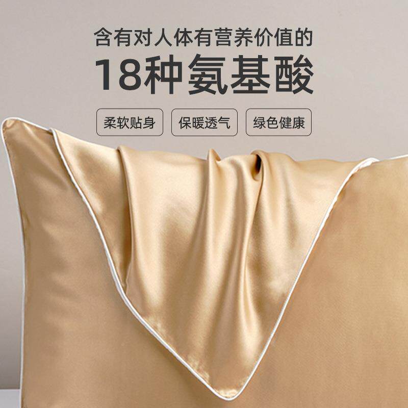丝yishang2枕套床真上用品19姆蚕丝枕头桑套信封款单面真丝枕芯套