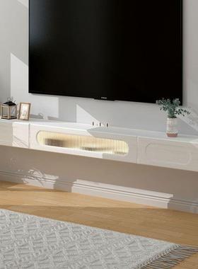 白色悬合浮收储物小柜实木悬空电视纳柜茶PAV几组客厅户型壁挂电