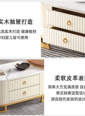 茶几2025新款小户实型简约46569网红岩板形玻组合客厅家圆用木璃