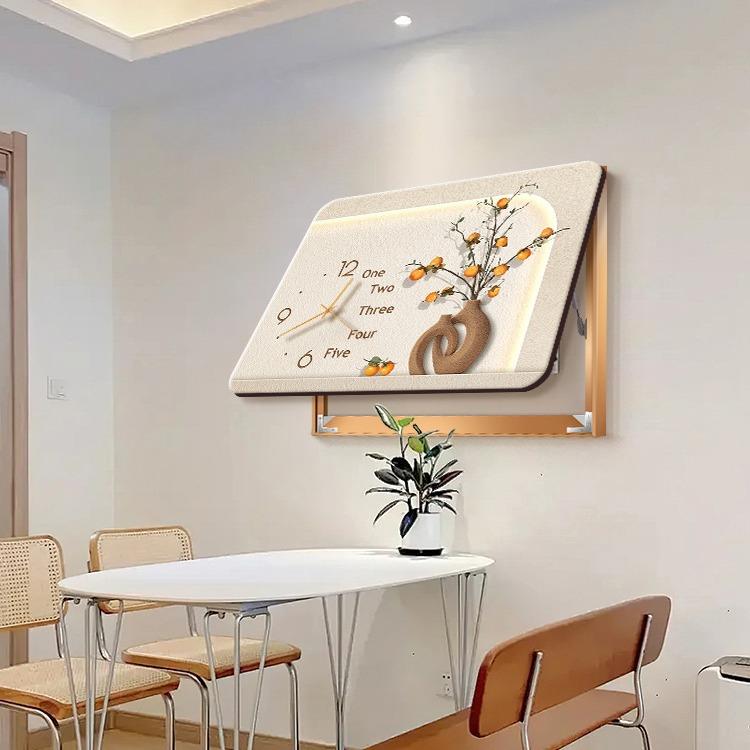 电表箱装饰画带钟表配电箱遮挡时钟挂画奶油风多媒体盒弱电箱壁画