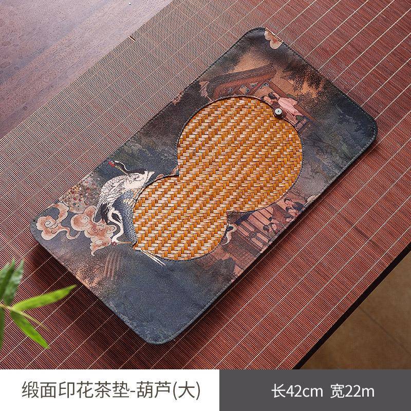手工创意中制式竹编缎面印花茶道茶席桌席布新竹多样式旗AL739545
