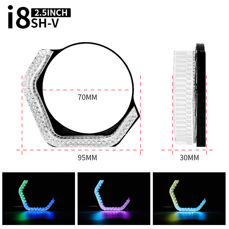 跨境汽车天使眼LED前照大灯一体罩5D透镜光圈幻彩APP白黄转向灯