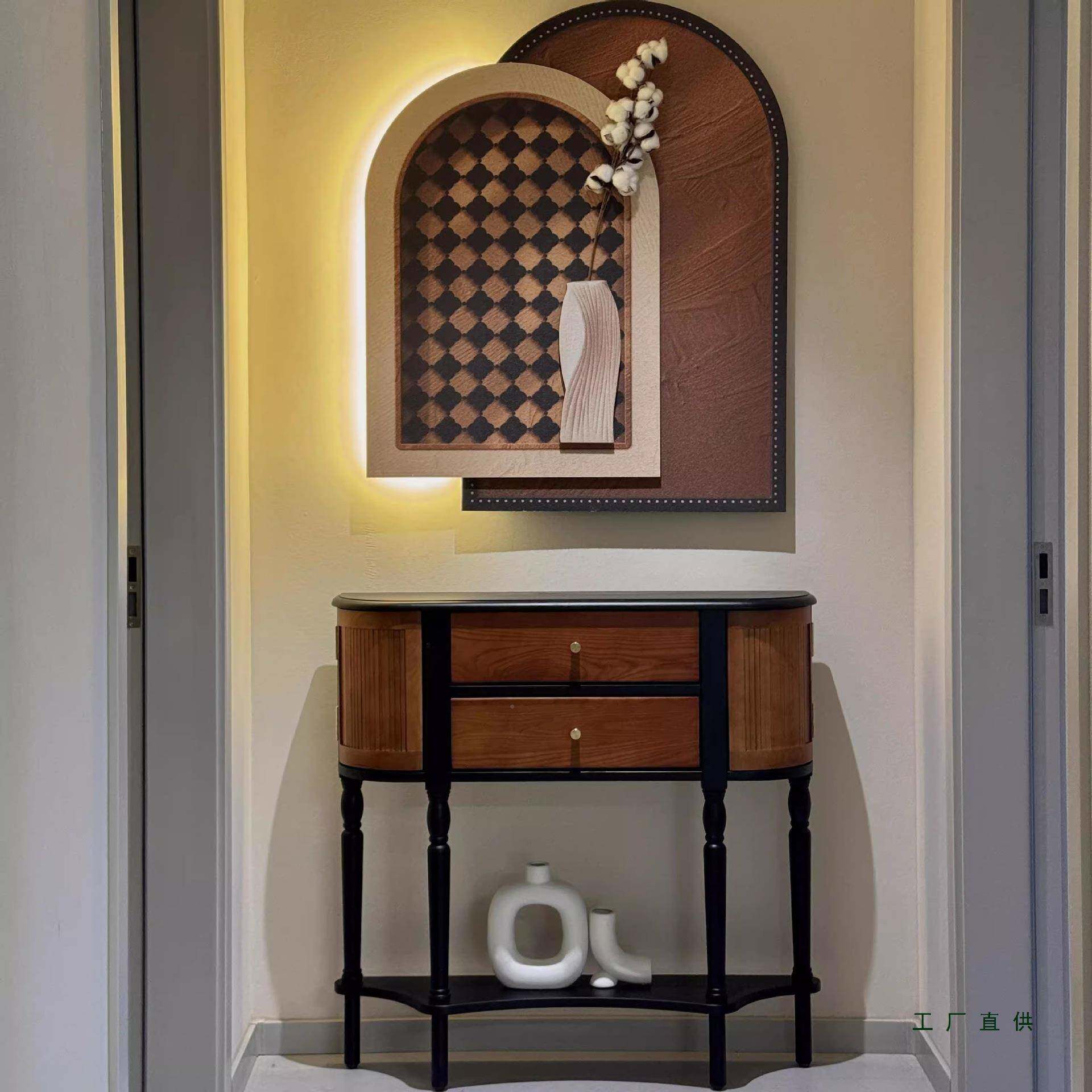 中古风玄关全柜法式实木复边古柜客厅半圆柜无品牌/装饰柜展示玄关桌