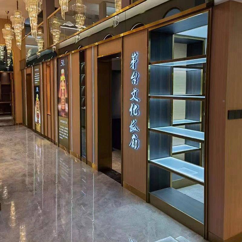 不锈钢展示柜酒酒店餐龛厅红柜轻款恒温奢酒柜不锈钢壁LTA酒柜展