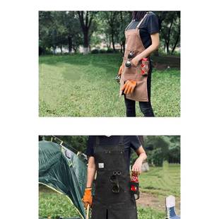 厚帆布围裙叉日式耐磨开男作女工服园艺g师户JII-0025外劳作定制