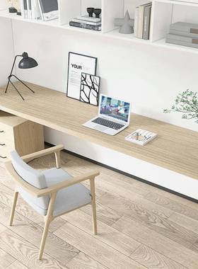 选严全实长条书小户型桌靠白蜡木长桌公司原木色多人工wyy20241作