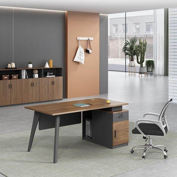 办公室员约员工办公桌组合简现代单人位1.2米带抽老板桌屉1.椅4职