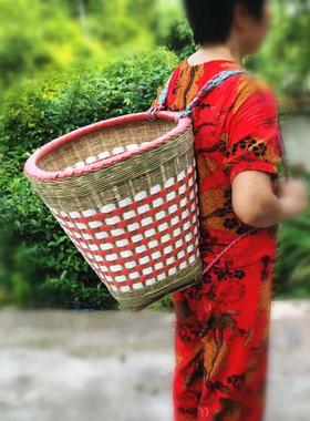 竹篓竹编背篓塑料四川成人无品牌/背手竹工背篼背筐收纳筐买菜采篾茶舞