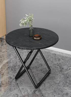 折叠桌阳台白色小圆桌房子家小用户出租饭QQU型桌简约休闲餐桌宿