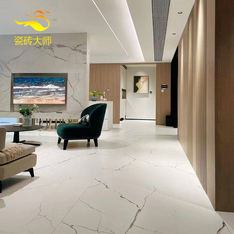 法式冰川白瓷砖客厅防滑地砖600x1200厨房卫生间浴室墙砖750x1500