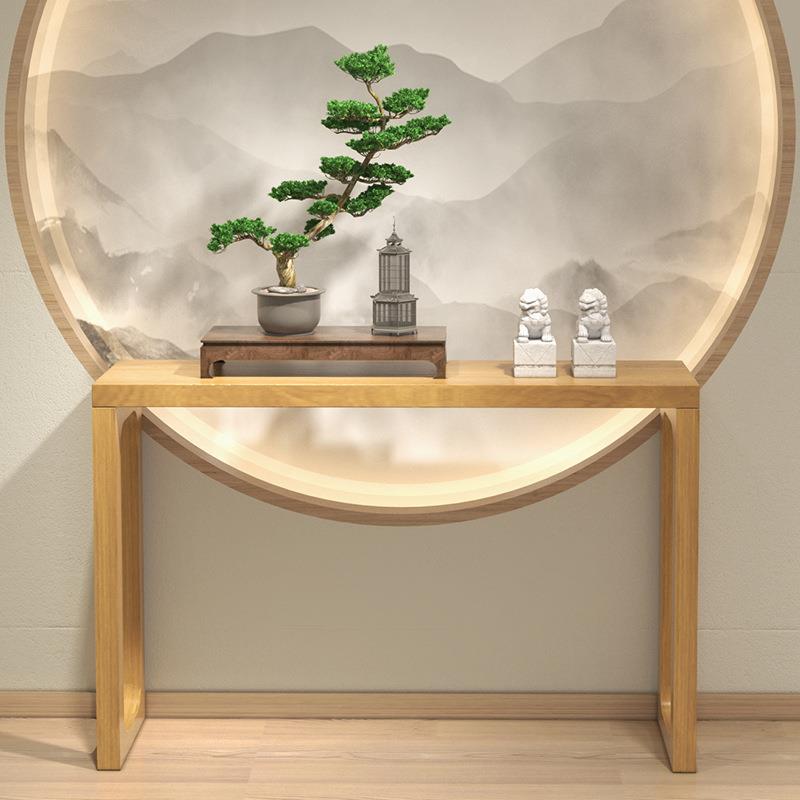 靠玄关桌新中式纯实木墙边ZVM长条窄户桌原木入玄关条边几案台墙