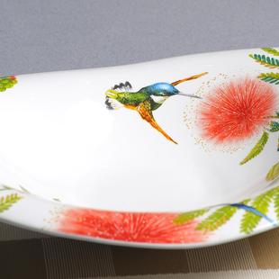 25年新款 盘子高酒店餐厅面光档滑VON温润透釉创意船形亮果盘陶瓷