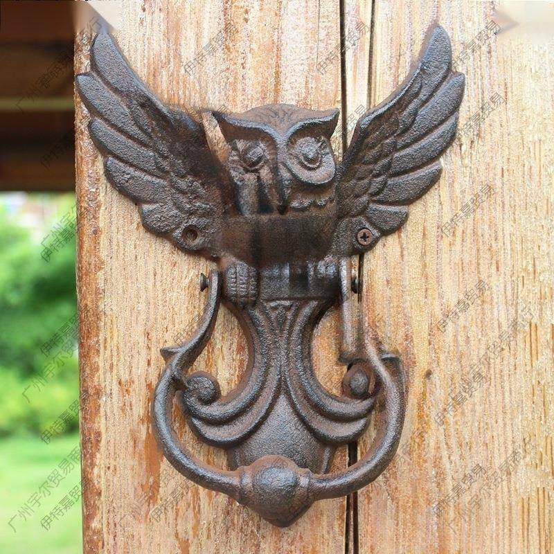 欧美式工业铸铁工艺品复古门猫头风鹰门敲仿古拉式手Ya8F2swi庭院